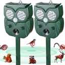 [2025 Upgrade] Solar Animal Repellent Outdoor for Deer Squirrel Mole Rabbit Cat Skunk Bird Raccoon Dog, Waterproof Ultrasonic Pest Repeller with Motion Detector and LED for Yard Lawns Garden 2 Pack