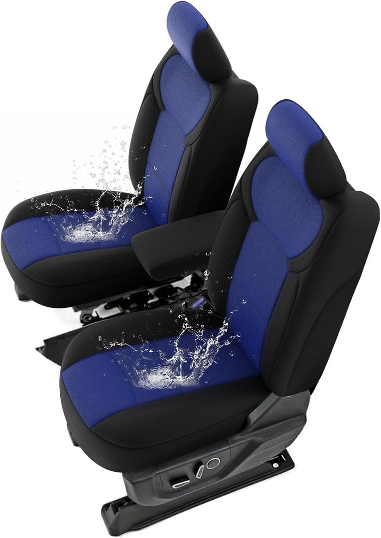GIANT PANDA Waterproof Neoprene Front Seat Covers for Ram 1500(2019-2025) Crew & Quad Cab, Custom fit Big Horn, Laramie, Tradesman, Rebel, 2WD & 4WD, Foam Padded, Black & Blue