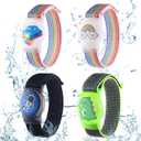 Kids Wristband for AirTag, Adjustable Nylon Watch Band Tracker Case, Breathable, Waterproof, GPS Trackers Case Cover, Anti Lost watchband for Toddler Child (red/Green/Black/Blue)