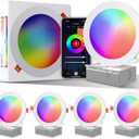 ORALUCE Smart Recessed Lighting 6 Inch, WiFiBluetooth Color Changing Retrofit LED Can Lights, 13W 1050LM RGBCW 2700-6500K Ultra-Thin Wafer Lights Compatible with Alexa/Google Assistant, 4Pack