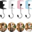 4 Pack Heavy-Duty Purse Hooks for Table & Desk - 50lb Capacity High-Strength Alloy Hanger, Multi-Use Organizer for Handbag, Backpack, Headphone, Space-Saving Office Table Accessories (Multicolor)