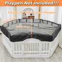 2 x PJYuCien Dog Playpen Mesh Top Cover, Fits 36 Inch 6 Panels Regular Hexagonal Plastic Exercise Pet Pen, Adhesive Tape Connections, Black (Note: Cover Only, Fence Not Included)