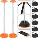 Tuszom 2 Pack Adjustable 1-1/8" D Load-Bearing Steel Boat Cover Support Pole System with Anti-UV Straps, Storage Bag and 9" D Stable ABS Base for Pontoon/Jon Boat Cover/Bimini Tops