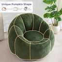 MAXYOYO Giant Bean Bag Chair, Pumpkin-Shaped Bean Bag Sofa, Oversized Boneless Couch Sofa in a Box, Comfy and Lazy Lounge Chair for Dorm, Living Room, Green