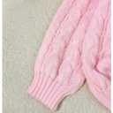 GORGLITTER Women's Cable Knit Chunky Sweater V Neck Long Sleeve Cozy Pullover Jumper Top Pink XX-Large