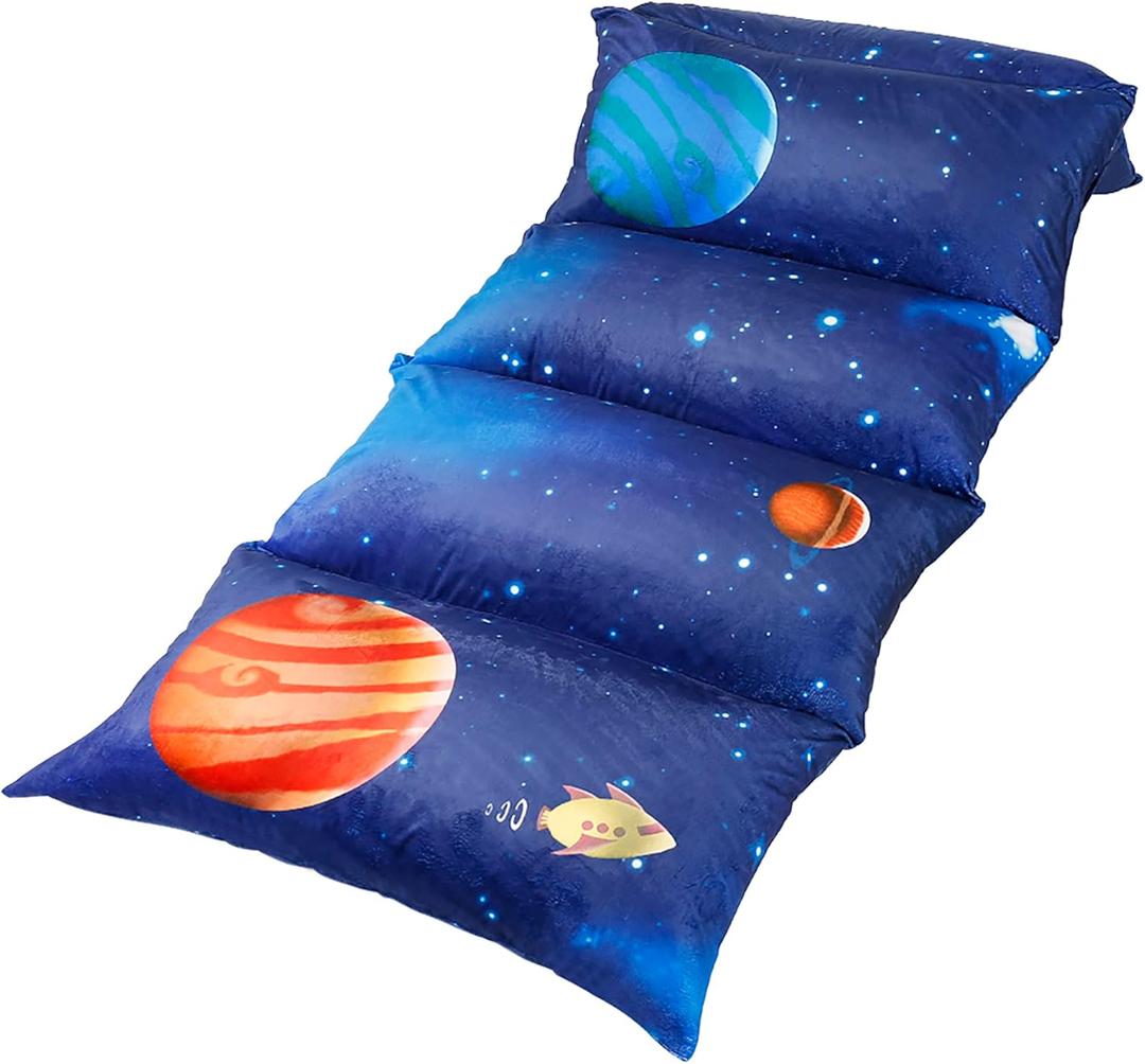 Butterfly Craze Floor Pillow Case - Reading & TV Recliner & Reading Pillow - Sleepover Lounger & Toddler Couch & Nap Mat - Galaxy Space Print & Floor Mat for Ground Sleeping - Galaxy Blue, King