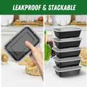 50 Pack (100-Piece) 24 oz Meal Prep Containers Reusable with Lids, Sturdy Leakproof & Food Safe, Microwave, Freezer, Dishwasher Safe Prep Containers, To Go Take Out Plastic Food Storage