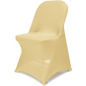 Spandex Chair Cover Stretch Slipcovers for Wedding Party, Dining Banquet Chair Decoration Covers (Champagne) 6 pack