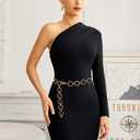 LIMHOO Metal Waist Chain for Women Chunky Belly Link Chain Belt for Dresses (L)