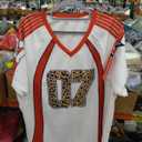 Jersey Shirt Women's Y2K Leopard Number Graphic Oversized V Neck Short Sleeve Streetwear Tee Tops, XL