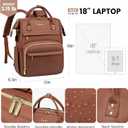 LOVEVOOK Leather Laptop Backpack for Women 18 inch,Travel Backpack Purse Nurse Teacher Backpack Computer Laptop Bag,Professional College Business Work Bags Carry On Backpack with USB Port,Brown