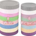 [16 Piece]8 Wide Mouth + 8 Regular Mouth Mason Jar Lids, Multi Color Plastic Lids for Mason Jars with Silicone Rings, Thickened Leak-Proof Canning Lids Regular Wide Mouth