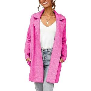 Famulily Cozy Coatigan for Women Casual Lapel Long Sleeve Midi Long Blazer Coat with Pockets XXL