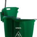 Carlisle FoodService Products Omnifit Mop Bucket with Side Press Wringer and Soiled Water Insert for Floor Cleaning, Kitchens, Restaurants, And Janitorial Use, Polypropylene (Pp), 35 Quarts, Green