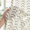 jinchan Linen Boho Curtains for Living Room Semi Sheer Curtains for Bedroom 84 Inches Long Herringbone Printed Farmhouse Drapes, Rod Pocket Window Treatment Curtain Set of 2 Panels Black on Linen