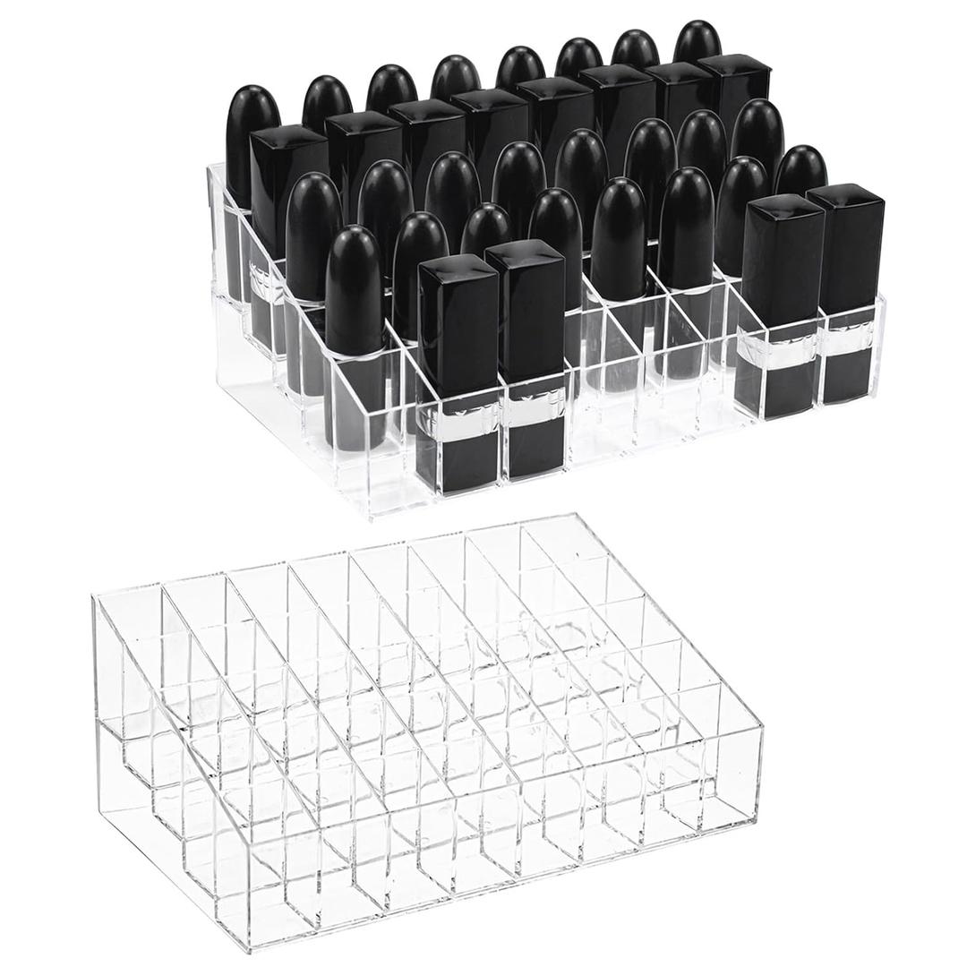 Hedume 2 Pack Lipstick & Makeup Organizer, 40 Slot Acrylic Cosmetic Display Case for Lipstick, Brushes, Bottles