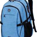 SHRRADOO Anti Theft Laptop Backpack Travel Backpacks with Combination Lock for Women Men High School College Backpack Computer Bag Fits 17 Inch Laptop,Sky Blue