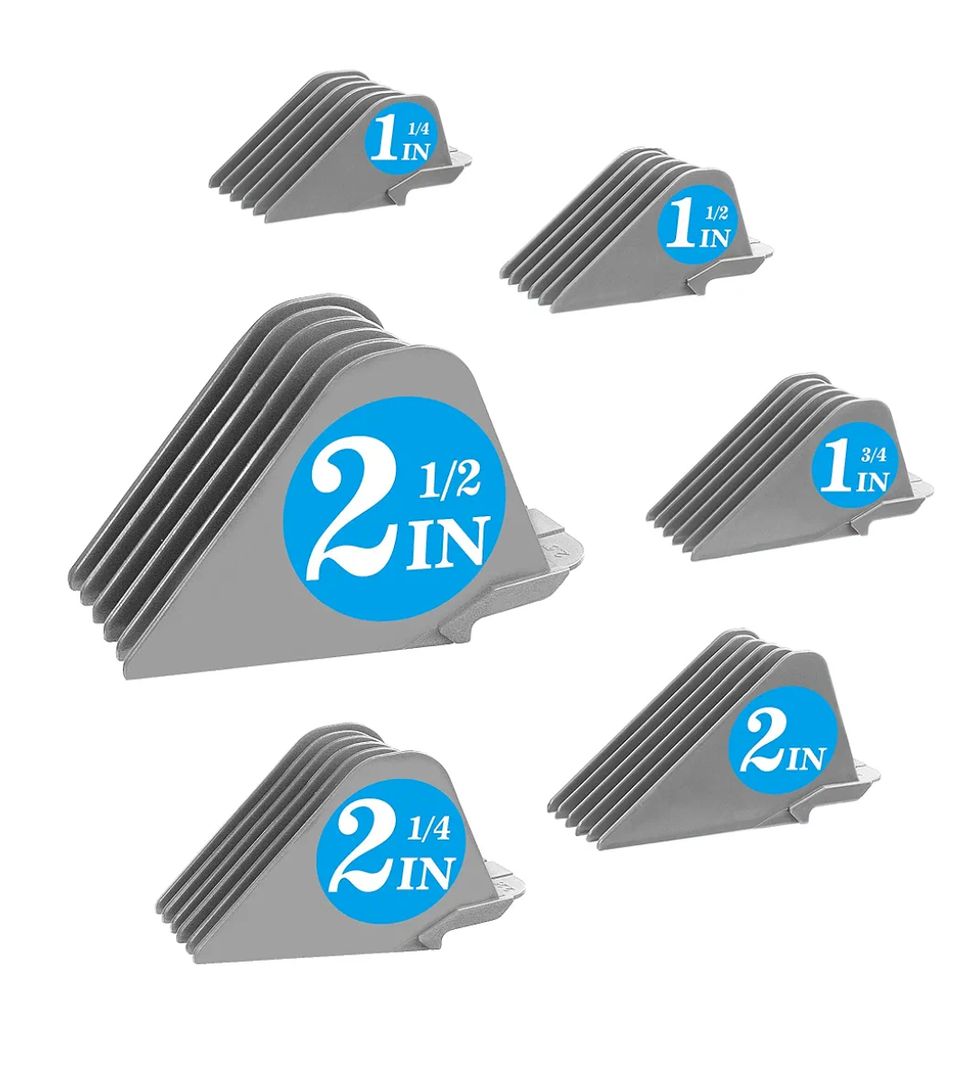 Clipper Guards for10 12 14 16 18 20 Hair Clipper Guards 6pcs Extra Long Clipper Guard Attachments 2.5 Inch Clipper Guides Multiple Sizes Universal 2.5", 2.25", 2", 1.75", 1.5", 1.25" (Black)