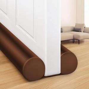 MAXTID Twin Door Draft Blocker for 36" 34" 32" 30" Interior Doors Under Door Seal Strip Door Insulation for Winter Door Bottom Sweeps (36" (Up to 1.7" Gaps), Brown)