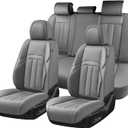 Coverado Car Seat Cover, Cover for Cars Full Seat, Premium Leather, Universal Fit Waterproof Seat Protectors, Car Seat Cushion Non-Slip for Most Cars-Gray