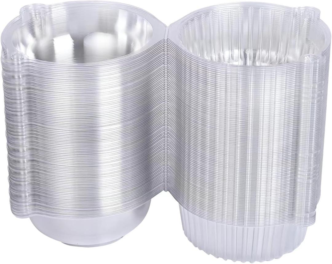 Lifuope 100piece Jumbo muffin containers ，Transparent Cupcake Containers，clear plastic jumbo muffin containers