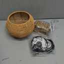 Mini Hemp Rope Woven Pendant Light Woven Light Fixture Boho Chandelier Light Fixture Wicker Pendant Light Rattan Light Pendant Dome Wicker Chandelier for Bedroom Kitchen Island(Bulb Incl.)