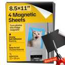 Strong Self-Stick Adhesive Magnetic Sheets 4 Pcs (8.5x11"/22x28cm)  Customizable Magnetic Paper for Photo, Magnet Stickers, Labels, Crafts; for Fridge, Lockers, Whiteboards, Office, Projects (Black)