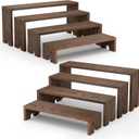 2 Set Wooden Cupcake Stand for Decor, 4 Tiered Stackable Display Risers, Farmhouse Decor Wood Dessert Table Display Set for Party, Vendor Events, Dark Brown