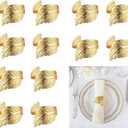14K Gold Napkin Rings Set of 12,Metal Leaf Gold Napkins Rings Holder Buckles for Thanksgiving Christmas Napkin Rings for Wedding,Banquet,Party Dinner Table Decor