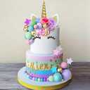 38 PCS Unicorn Cake Topper Unicorn Flower Cake Decorations with Flowers Balls Stars Unicorn Happy Birthday Cake Decorations (Flower)