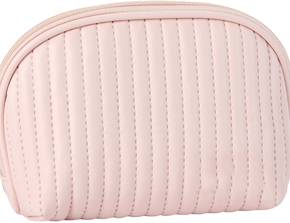 Cute Makeup Bag Mini Cosmetic Pouch for Women Small Quilted Beauty Bag Handy Zipper Pouch Cosmetic Bag Cosmetic Bag A Pink