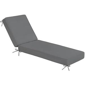 Sundale Outdoor Olefin Chaise Lounge Cushion, Water-Resistant Patio Lounge Chair Cushion, Thick Lounger Pad with 8 Straps Medium Gray, 80 x 26 x 4 Inches