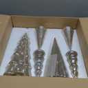 Set of 6 Mercury Glass Christmas Tree with Lights 13.8inch 7.87inch 5.9inch Small Christmas Table Centerpieces Tabletop Mantle Decorations LED Mini Silver Christmas Tree Holiday Indoor Decor