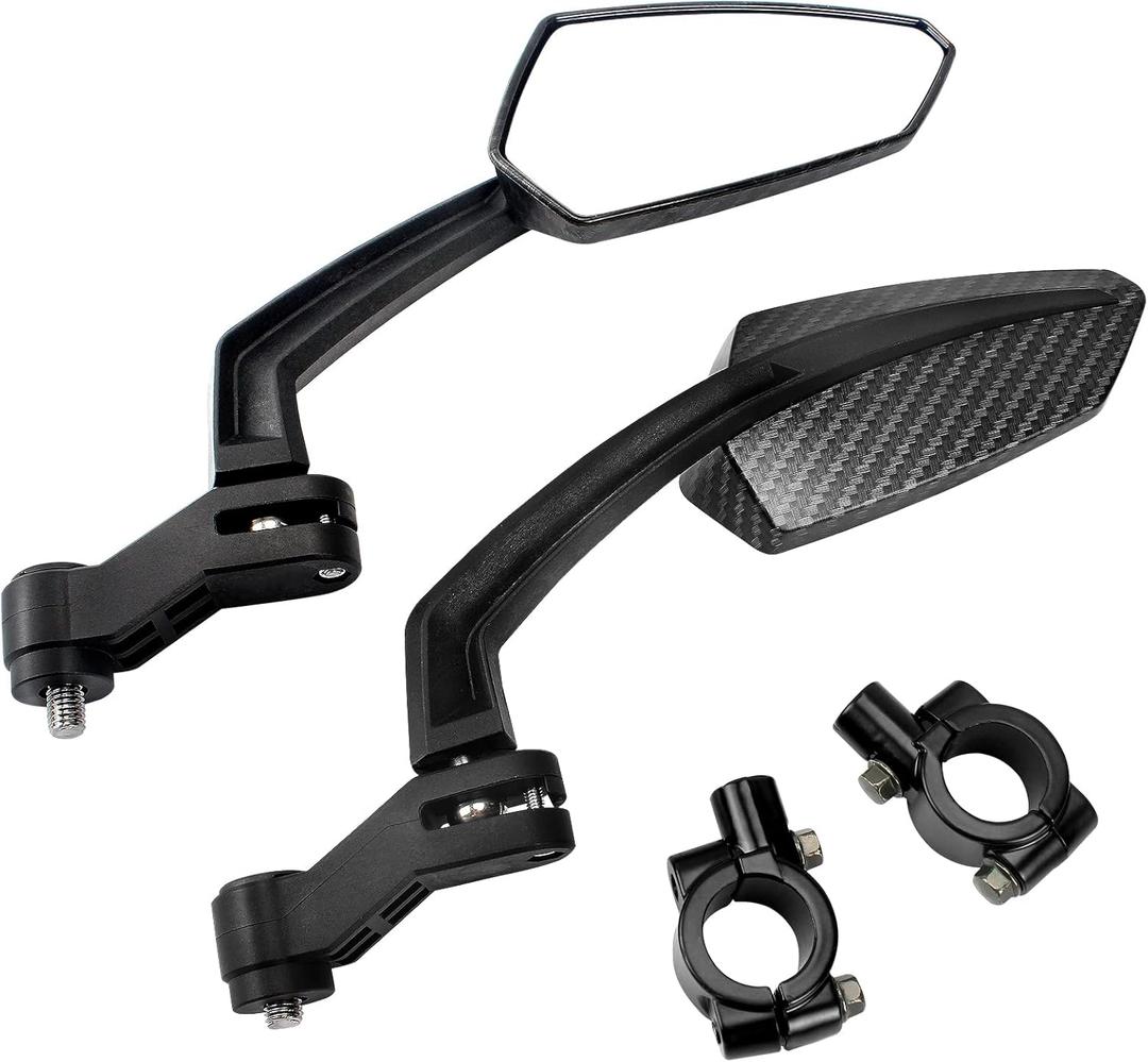 Bike Mirror, Adjustable Bike Mirrors Handlebar Rearview Mirror 360Rotatable Cycling Mirror Wide Angle Safe Shockproof Mirrors, Bicycle Mirrors Handlebar Mount (Carbon)