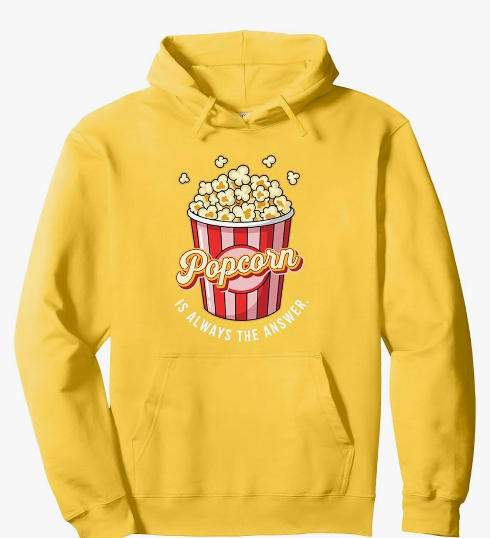 Funny Popcorn Themed for Men Women Adults Kids Popcorn Lover Pullover Hoodie, Size S