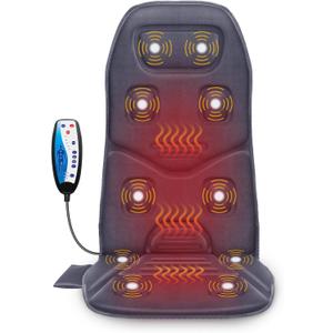COMFIER Back Massager with Heat, 10 Motors Vibration Seat Massager, Chair Massage Pad, Heated Chair Pad, Chair Warmer,Gifts for Elderly, Mom, Dad (Gray)