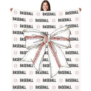 Baseball Coquette Bow Blanket 50 x 60 Inch Baseball Sports Throw Blanket Bow Stuff Team Gifts for Teen Girl Boy Ball Lovers Players Home Decor Halloween Christmas Thanksgiving Gift