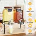 mustry Glass Drink Dispenser for Parties, 1 Gallon Beverage Dispenser with Stand and Spigot Solid Stainless Steel, Used as Lemonade Dispenser Sun Tea Jar Kombucha Jar, Set of 2
