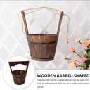 DOITOOL Hanging Planters Rustic Wooden Bucket Planter Hanging Pot Rustic Bucket Wooden Wishing Well Succulent Planter Pot for Patio Garden Backyard Fence Indoor Hanging Planters