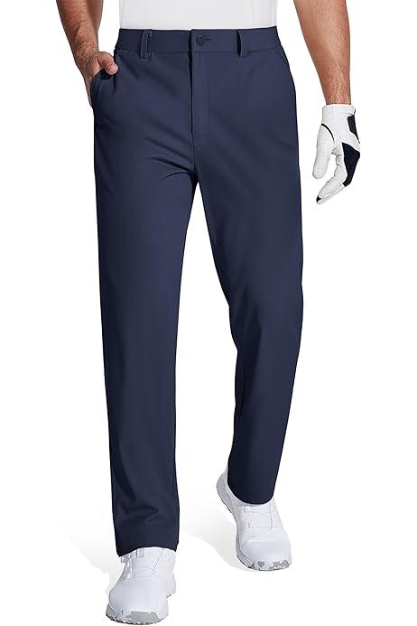 Men's Golf Pants Stretch Slim Fit Sweatpants with Zipper Pockets Work Dress Quick Dry Athletic Joggers Pants Navy 36/30