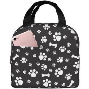 Dogs Paws and Bones Lunch Bag Reusable Insulated Cooler Lunch Bags Portable Lunch Bag For Women Men
