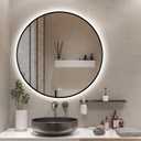 Niccy 32" Round LED Bathroom Backlit Mirror with Lights, Black Frame Lighted Bathroom Vanity Mirrors for Wall Circle Mirrors with Anti-Fog, Light Up Mirror 3 Color ShatterProof