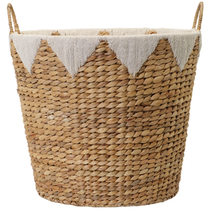 Handmade Decorative and Functional Storage Basket Triangle Details Basket Organizer with Handles, Set of 2 Basket for Storage