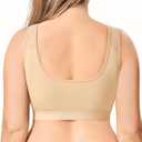 BRABIC Wireless Zip Front Closure Bras for Women No Underwire Full Coverage Comfort Everyday Post Surgery Compression Bra (Small, Beige)