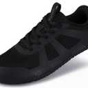 WHITIN Men's Wide Barefoot Shoes + Zero Drop & Durable Tire Tread-Inspired Sole (Black, L)