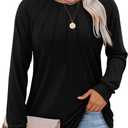 onlypuff Womens Top Long Sleeve Shirts for Women Cute Ladies Top Fashion Fall Tops 2024 Tunic Tops Blouses (Black, S)