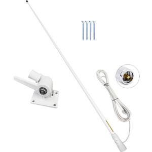 Marine VHF Base Antenna for Marine radios, 156-163 MHz, VHF Radio Marine Antenna, 7 Meters RG58U Cable, Adjustable Ratchet, Nails