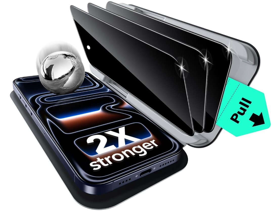 ESR 3 Pack for iPhone 17 Pro Max Privacy Screen Protector, Military Grade Shatterproof, 9H Hardness, Anti-spy Tempered Glass with UltraFit Tray