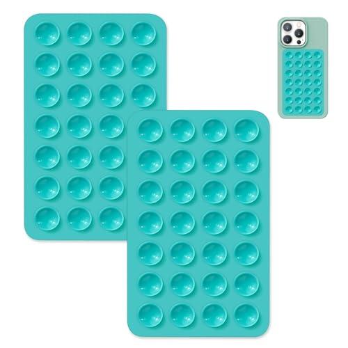 Pack of 8 Suction Cup Phone Case Mount Double-Sided, Silicon Sticky Phone Stand for iPhone and Android, Hands-Free Strong Grip Holder for Selfies and Videos - Light Green