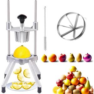 Commercial Lemon Cutter with V-Shaped 420 Stainless Steel Blades 6-Section Vegetable Machine Commercial Vegetable Chopper Dicer Lemon Cutter for Fruit Lemon Orange with One Brush Cleaner Included